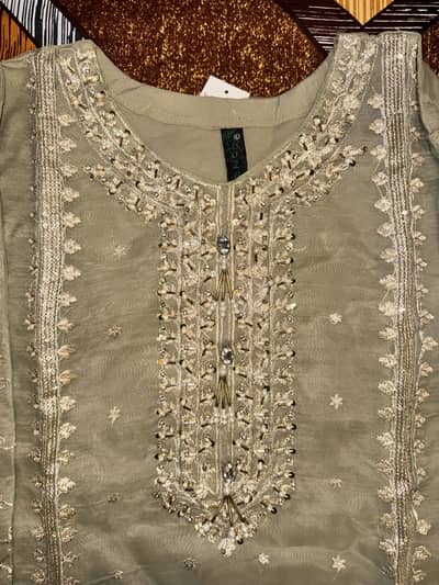 3 Pcs Organza Full Embroidered Suit