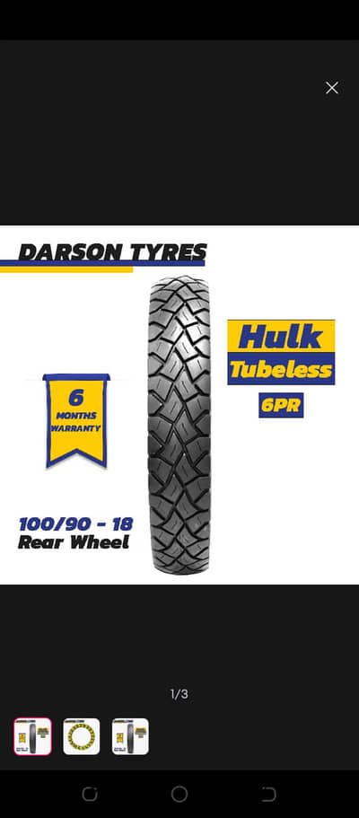 Darson 100/90/18 Tubeless Tyres for Honda/Suzuki/Yamaha 125/110/50cc