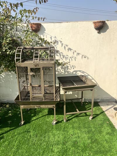 iron brass large cage and stand separately