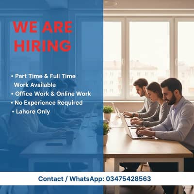 Male/Female, Part-time/Full-time - No Experience Needed - Lahore"