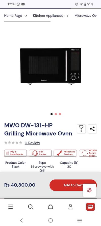 Dawlance microwave oven like new