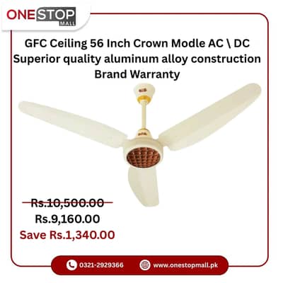 GFC Ceiling 56 Inch Crown Modle AC \ DC Superior quality aluminum all