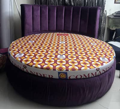 Unique circle velvet bed purple in color. 6 feet diameter