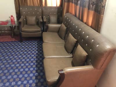 sofa set 5 seater in 28k pure wooden frame