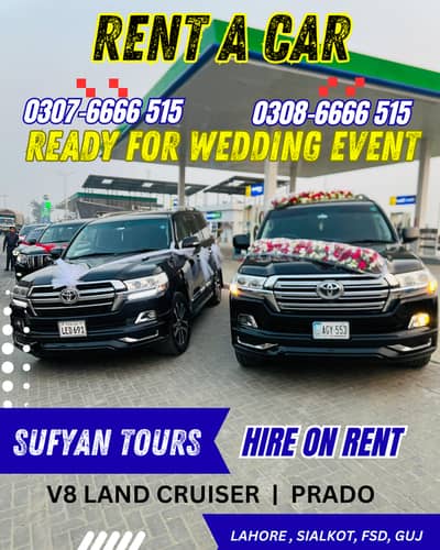 WEDDING CARS ON RENT AUDI A6, V8, PRADO, FORTUNER, LIMO, RENT A CAR