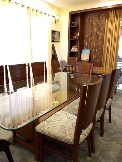 Sheesham wood dining table with 8 chairs