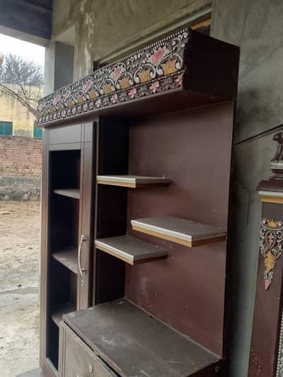 Like New Wooden Bed & Showcase – Fresh Polish | Excellent Condition