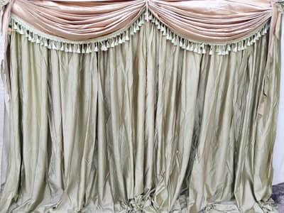 Pair of wide green royal curtains