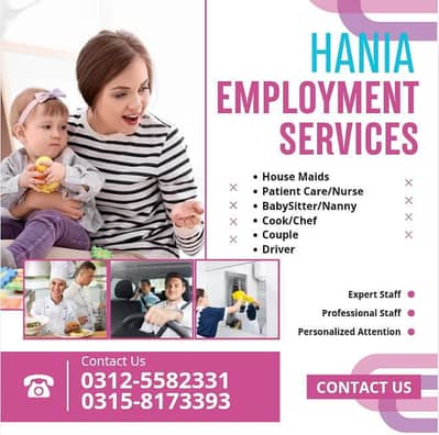 Maids / House Maids / cook / Nanny / chef / Baby Sitter maid available