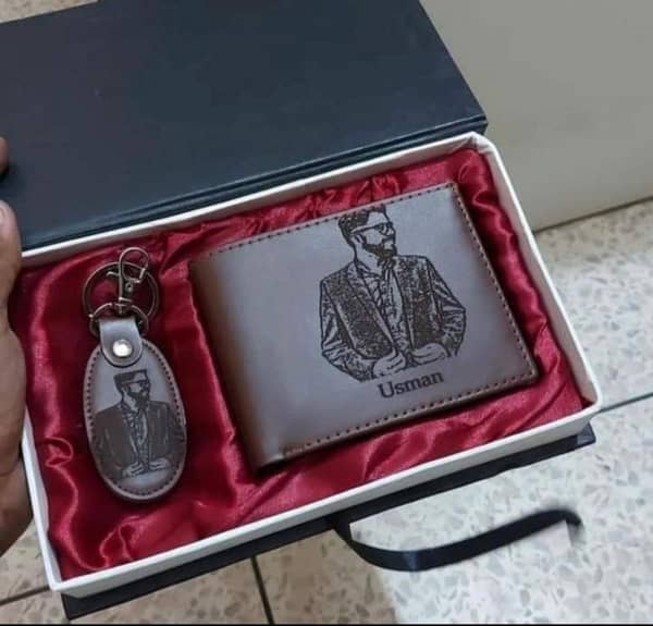 Personalized Wallet & Keychain Gift Set for Men – Custom Photo Engraved Wallet with Name – Premium Men’s Gift Box for Birthday, Anniversary, Husband, Boyfriend, Father