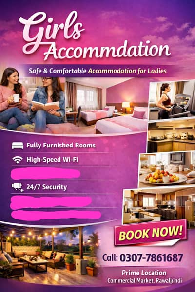 Premium girls Sharing Rooms Available For Rent in commercial market rawalpindi