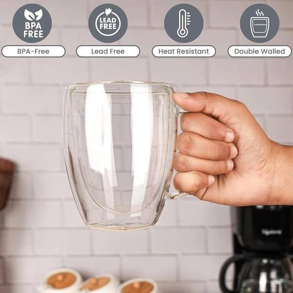 Double Wall Mug 350ml High Quality a Thermal shock Borosilicate Mug for Coffee Tea