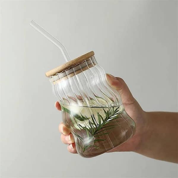 UICE and COFFEE Glass with Color Straw | 1PC AIR TIGHT STRAW JUICE and COFFEE JAR | 500ML | HIGH QUALITY BOROSILICATE MADE Glass | light in weigh | can use in everyday drink