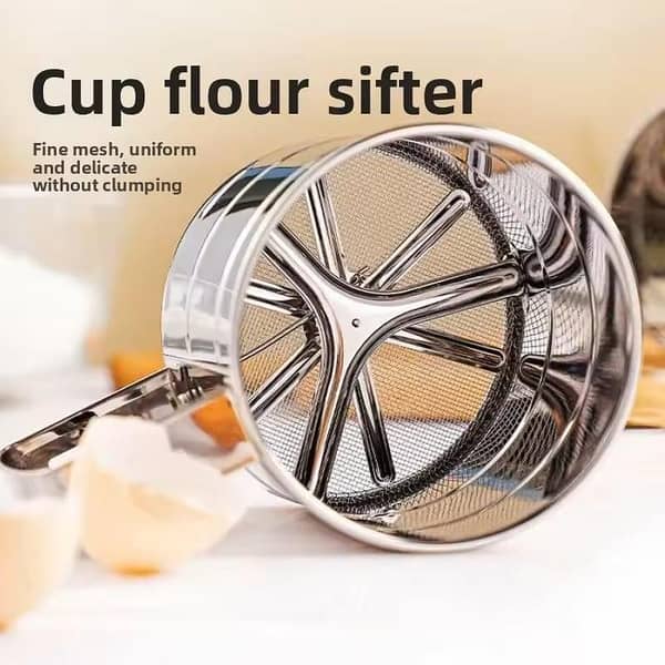 Stainless Steel Handheld Manual Flour Sieve Baking Creative Filter Screen Home Goods Kitchen Tools Dustproof Easy to Clean