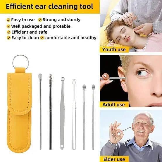 Ear Wax Cleaning Kit 6 Pcs Ear Pick Tools, Wax Removal Kit, Ear Cleaning Tool Set, Spring Earwax Cleaner Tool for Children and Adult Multicolor