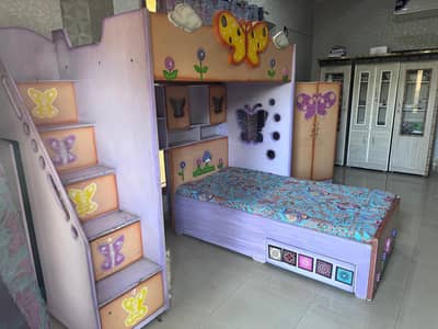 kids bunk bed 3in1 | Bed + Cupboard + Mirror | reasonable price