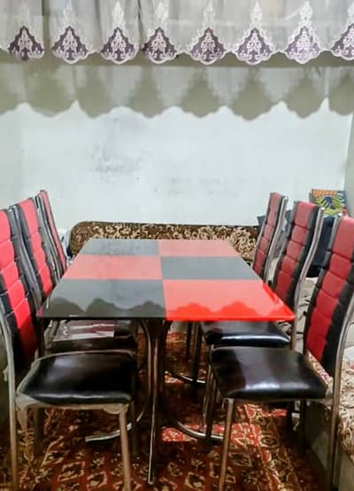 Dining Table | Six Chairs Dining | Top Glass | Luxury dining