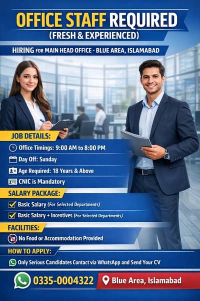 office Staff Required (Males)