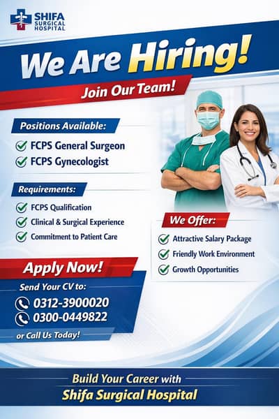 Looking for FCPS General Surgeon, Gynaecologist   FCPS Gynecologist