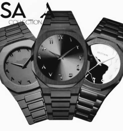 Stainless steel Arabic Dial  Black AuraWatch For Men