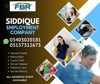 House Maids Baby Sitter Cook Drivers Chef Couple all Domestic staff