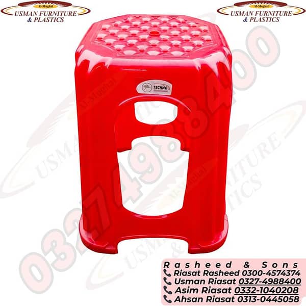 100% Pure Plastic Heavy Duty Stool by Usman Furniture & Plastics – Multipurpose Seating for Home, Bathroom, Kitchen & Outdoor