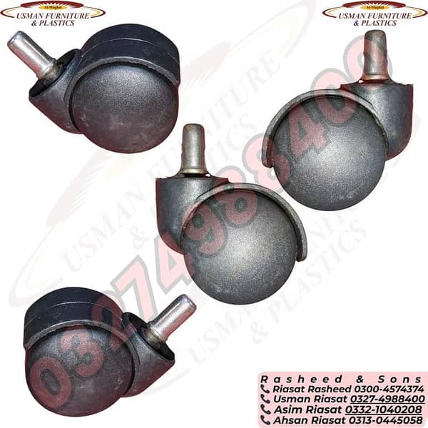 Universal Revolving Chair Wheels Replacement — Black, White or Chrome with Lock or Non-Lock options