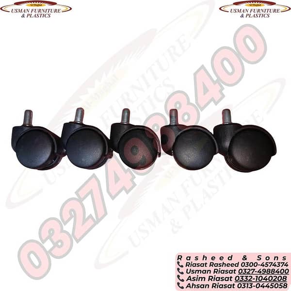 Imported Black Revolving Chair Wheels – 5-Pack, Universal Fit for Smooth, Quiet Office Mobility