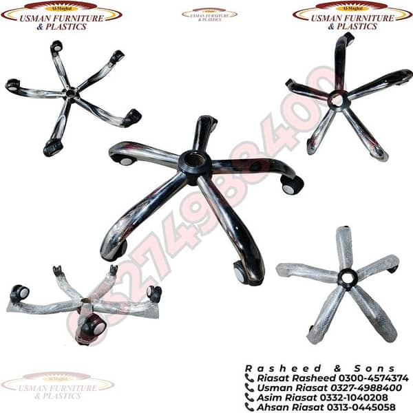 Replacement Steel Base with Wheel Mounts for Revolving Chairs — Heavy-Duty Swivel Support Compatible with Most Office, Study, and Gaming Chairs