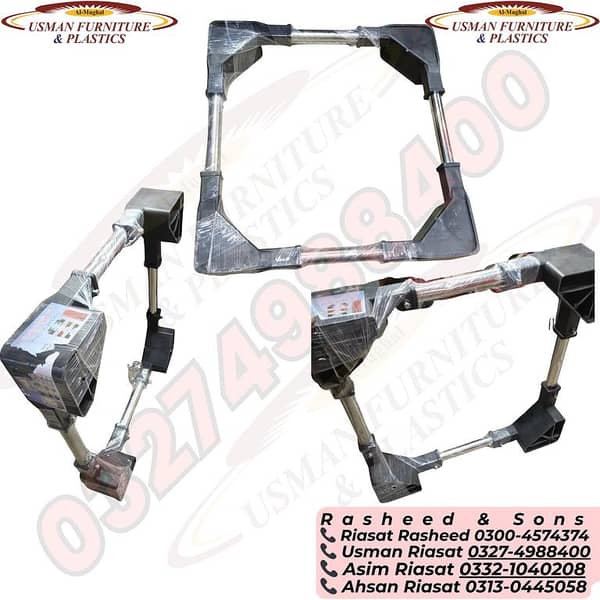 Adjustable Fridge and Washing Machine Stand with Heavy-Duty Round Steel Tubes – Multi-Size, Stable Base for Appliances