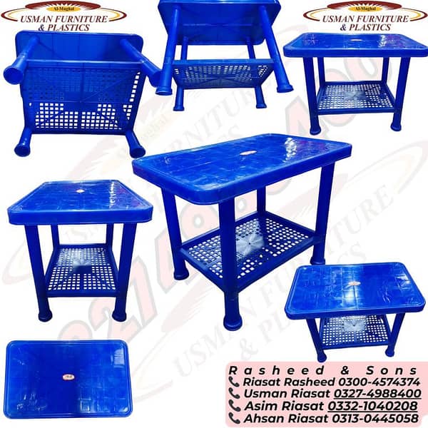 Usman Furniture & Plastics 100% Pure Plastic Blue Baby Table with Storage Basket