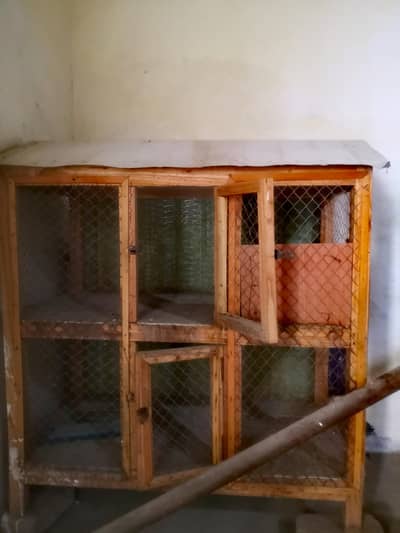 multi section wooden bird cage
