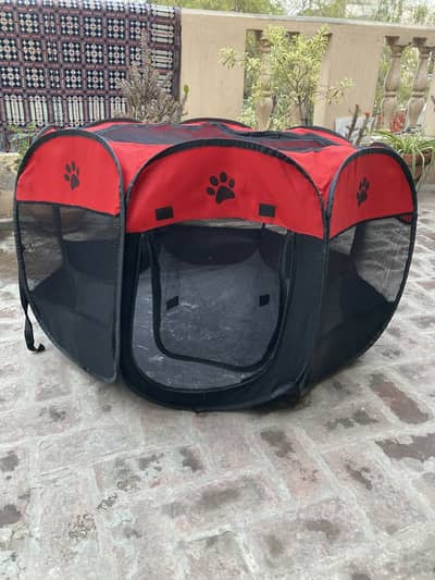 Huge cat house with cat toys and brush