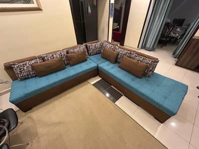 7 Seater Sofa Set for Sale | Brown & Blue | Excellent Condition