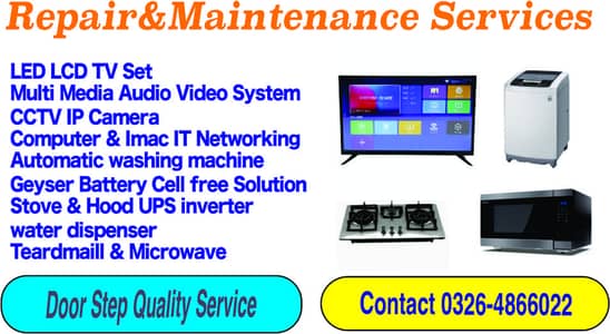 Led LCD TVSet/Automatic washing machine/CCTV/Stove/UPS invert/water