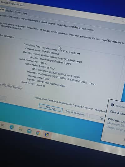 Dell Inspiron 15 3552 . . . 4gb ram and 128gb ssd
