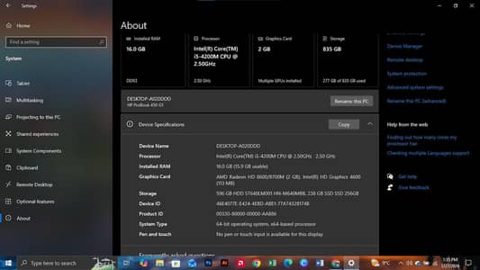 core i5 4 gen 16Ram, 256SSD, 600HDD