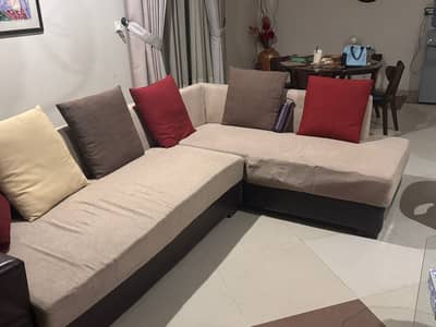L shaped sofa modern minimal with cushions
