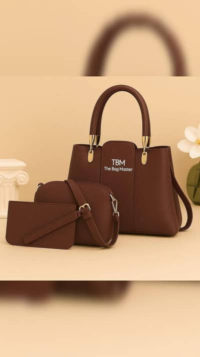 women's Rexine Plain Hand Bag Set