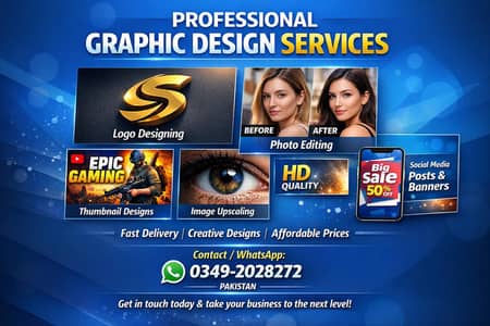 Graphic designer Logos image upscaling thumbnails video editing etc