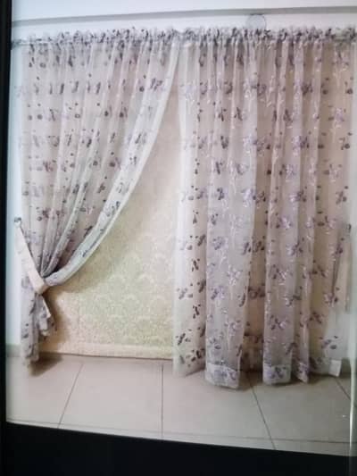 Embroidery curtain with blind base