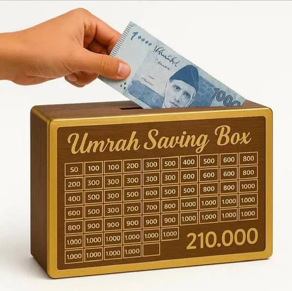 Wooden Umrah Saving Box Islamic saving cash box