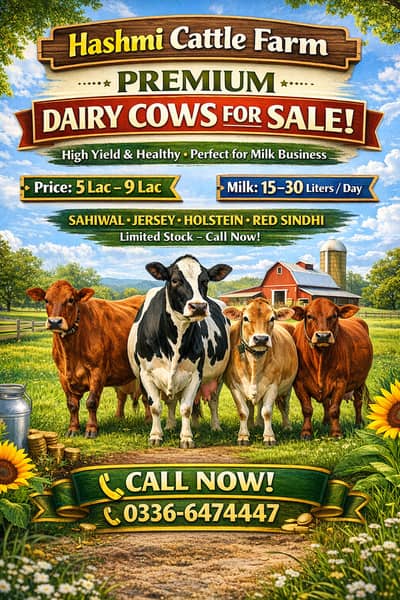 High-Quality Dairy Cow for Sale | 15-30 Liter Daily Milk | Sahiwal