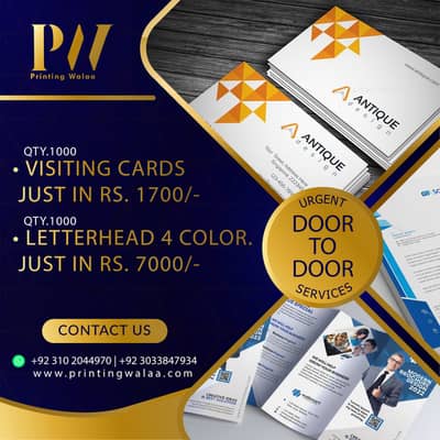 Professional Visiting Card & Letterhead Printing in Karachi. 10% off