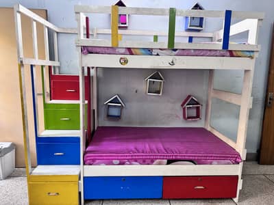 Kids Bunk Bed Solid Wood Multicolour