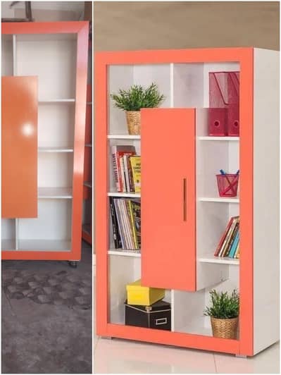 book rack white and orange colour