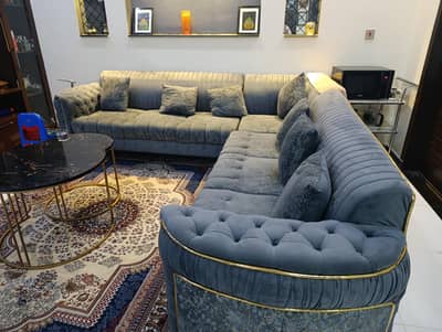 7 seater L shape sofa set good condition
