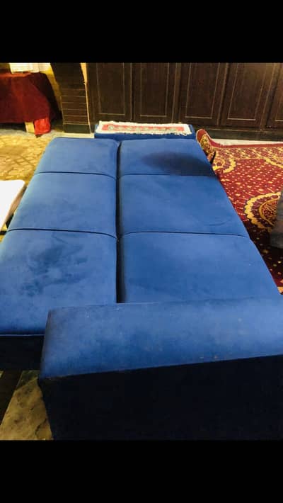 Blue valvet sofa cum bed