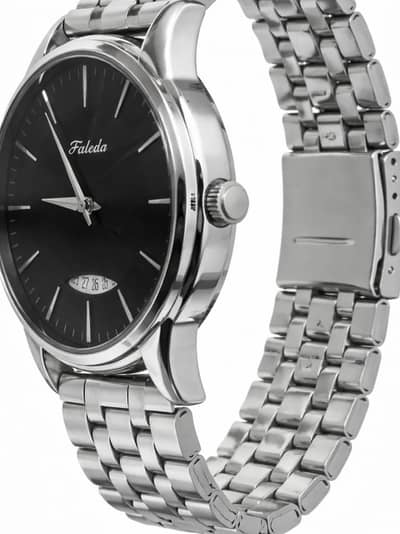 Stylish Faleda Stainless Steel Watch – Black Dial