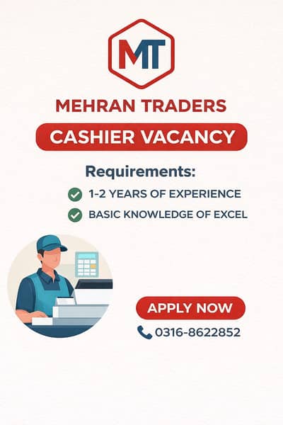 Cashier Vacancy For Male